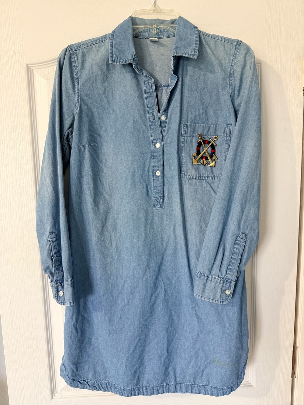 [Old Navy] Light Blue Denim Button-Up Dress - Nautical Pin, Relaxed-Loose Fit